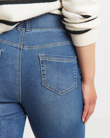 Mid Wash Stretch Flared Pull On Jeggings