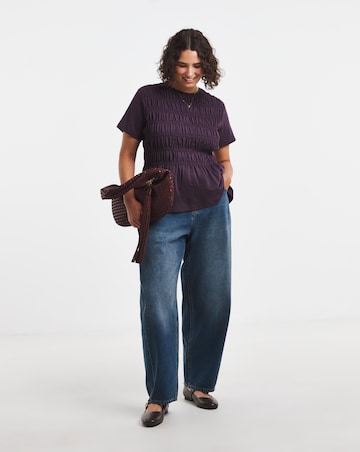 Simply Be Plum Shirred Peplum Top