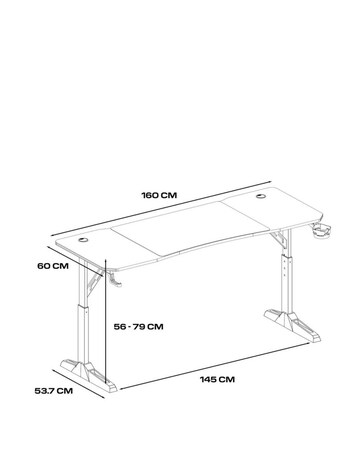 X Rocker Cougar XL 160cm Height Adjustable Gaming Desk with Mousepad - Black
