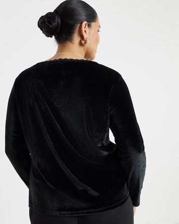Simply Be Black Velvet Lace Trim Top