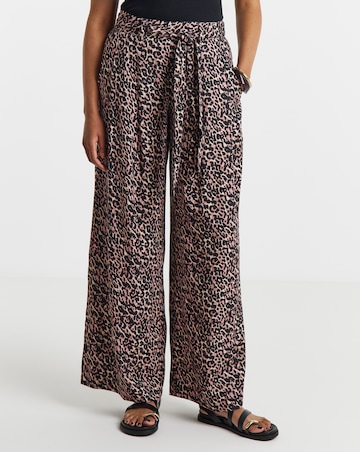 Simply Be Leopard Linen Mix Palazzo Co-Ord Trouser