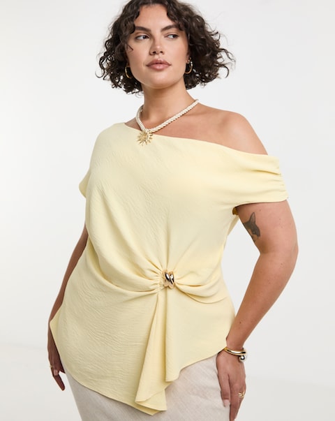 Simply Be Buttercream Ruched Detail Top