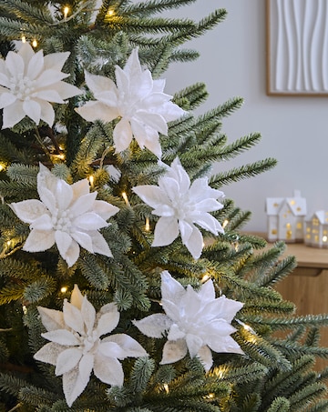 Snowy Poinsettia Clips - Set of 6