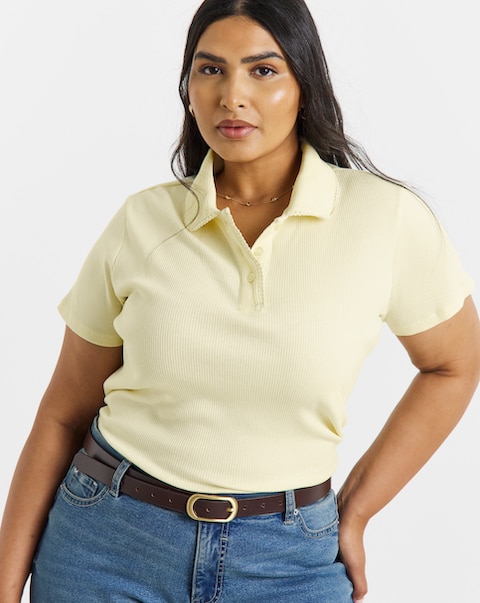 Simply Be Buttermilk Picot Polo Top