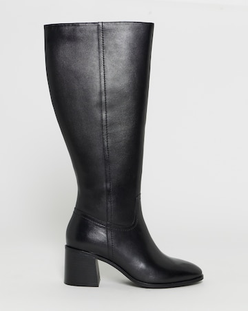 Nessa Leather Block Heel Knee High Boots - Wide Fit (E) & Curvy Calf