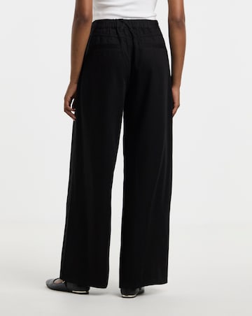 Black Draped Lyocell Wide Leg Jeans