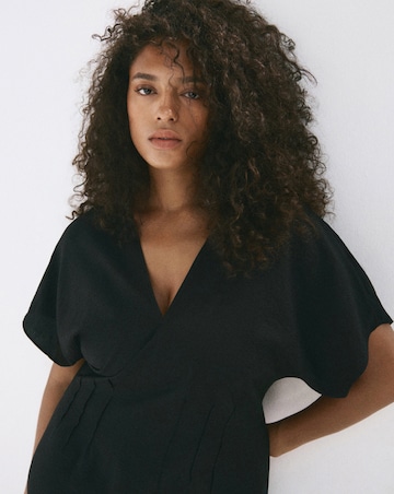 Mango Ruched V-Neck Dress