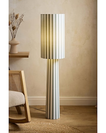 ValueLights Thorley Green Stripe Midi Floor Lamp