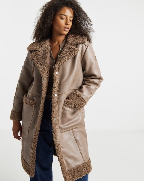 Tan Long Length PU Aviator