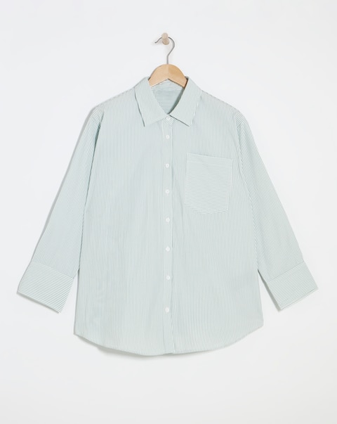 Relaxed Stripe Print Cotton Shirt