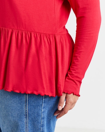 Simply Be Red Long Sleeve Peplum Top