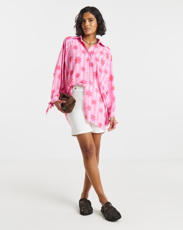 Twisted Wunder Chiffon Stripe Floral Shirt