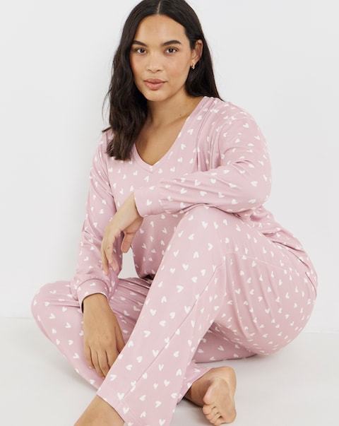 Pretty Secrets Heart Print Soft Knit Lounge Set