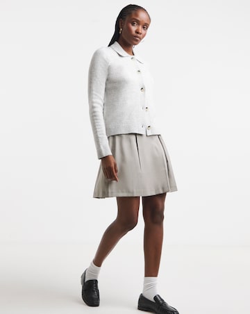 Pleated Brushed Check Mini Skirt