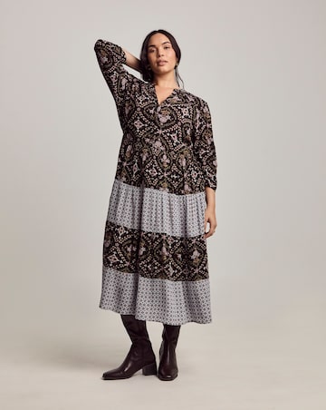 Julipa Mixed Print Tiered Midi Dress