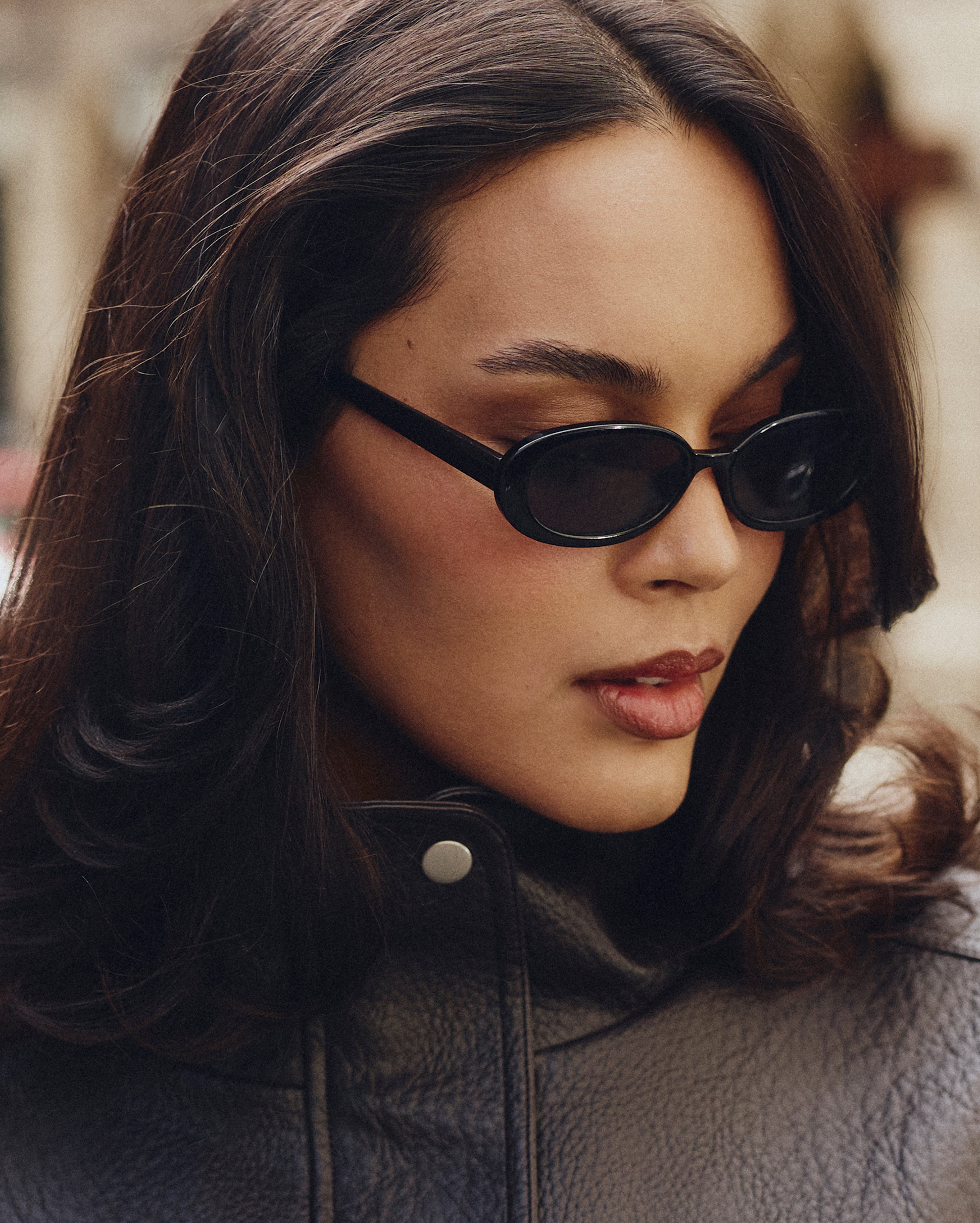 Close up of model face with radient skin
