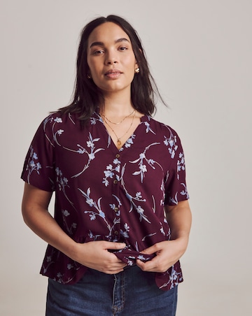 Julipa Printed Button Down Peplum Blouse