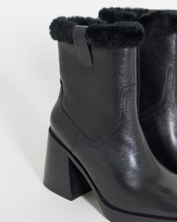 Kai Leather Fur Cuff Platform Boots - Wide Fit (E)