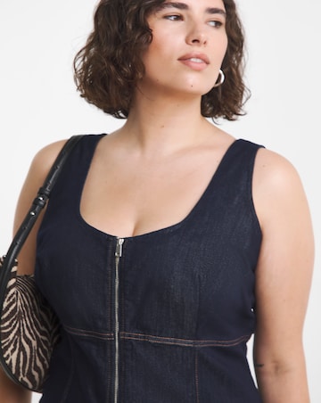 Indigo Denim Fitted Midaxi Dress