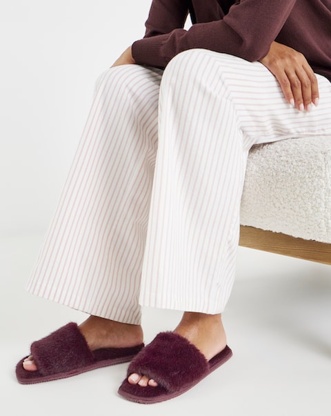 Maisie Fluffy Mule Slippers - Wide Fit (E)