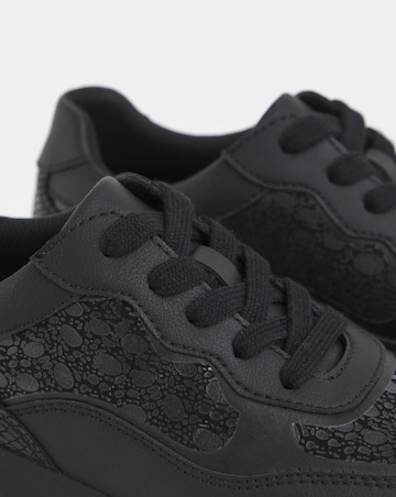 Heavenly Soles Rosetta Lace Up Patterned Leather Trainer - Extra Wide Fit (EEE)