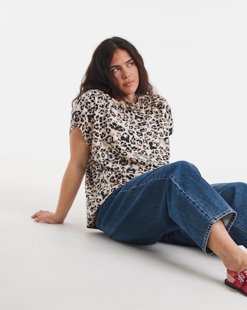 Simply Be Leopard Print Slouchy Dip Back T-Shirt