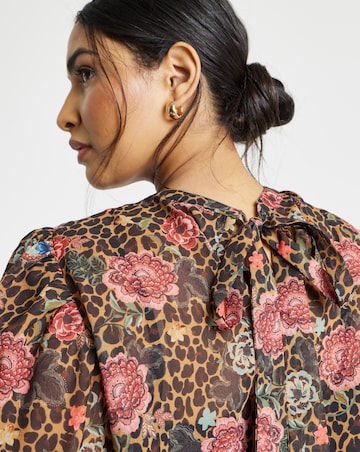 Simply Be Leopard Print High Neck Georgette Blouse