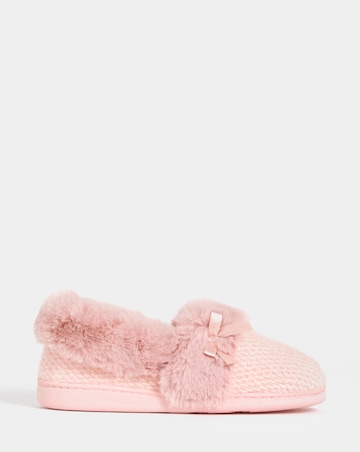 Audrey Faux Fur Trim Full Back Slippers - Extra Wide Fit (EEE)