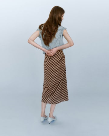 Mango Gingham Skirt With Draped Detail