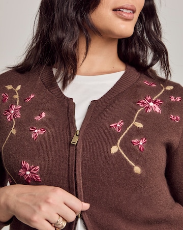 Julipa Embroidered Knitted Bomber Cardigan