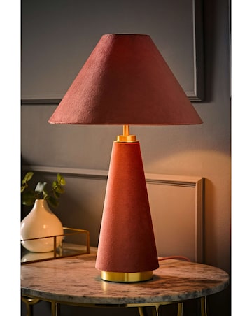 ValueLights Martha Pink Velvet Fabric Table Lamp