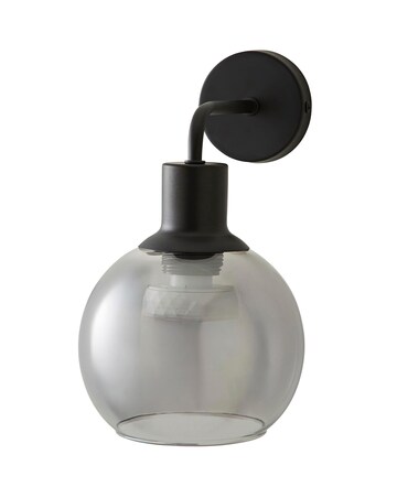 ValueLights Bellamy Black Rechargeable Smoke Glass Wall Light