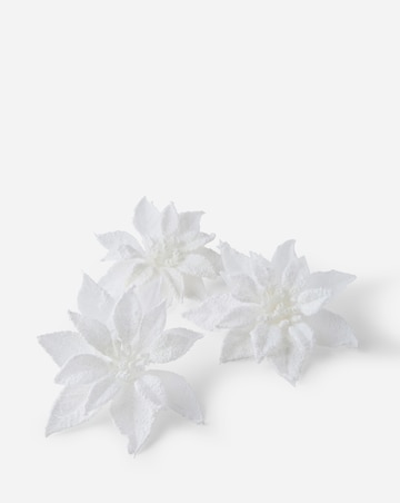 Snowy Poinsettia Clips - Set of 6