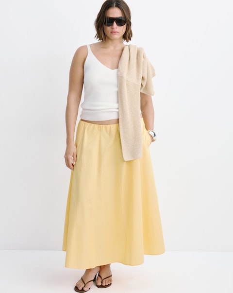 Mango Flared Cotton Midi Skirt