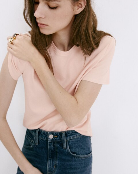 Mango Round Neck Cotton T-Shirt