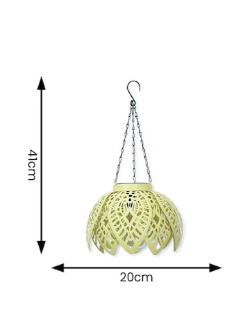 ValueLights Artichoke Yellow Solar Powered Outdoor Garden Hanging Lantern Light