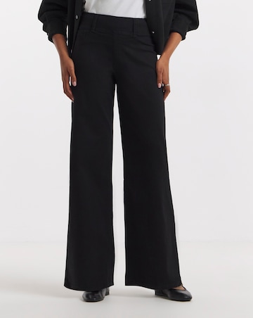 Black Stretch Wide Leg Pull On Jeggings