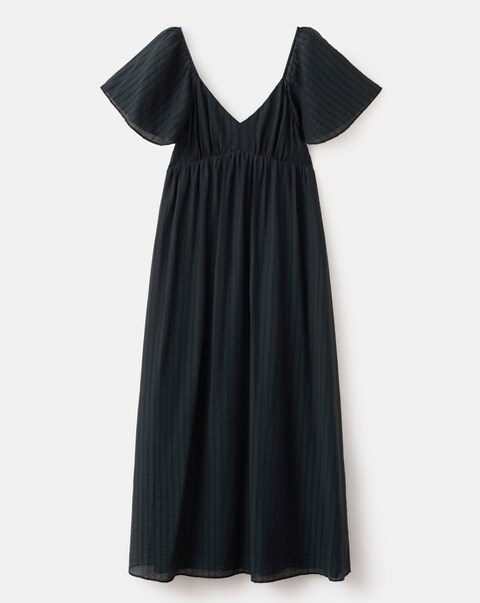 Mango Textured Dress With Gathered Detail
