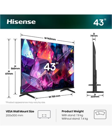 Hisense 43E78STUK PRO 43in QLED 4K Ultra HD Smart Gaming TV