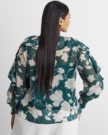 Joanna Hope Crinkle Chiffon Ruffle Blouse