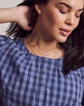 Julipa Seersucker Half Button Blouse