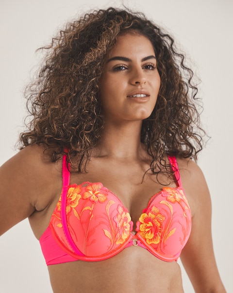 Ann Summers Tropical Oasis Padded Plunge Bra Bright Pink