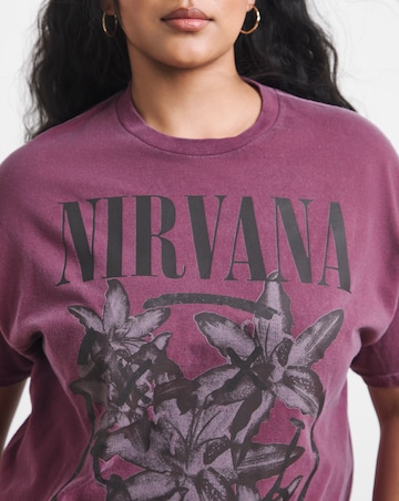 Simply Be Burgundy Nirvana License T-Shirt