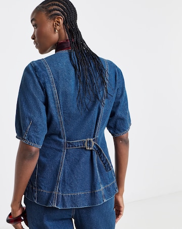 Simply Be Mid Wash Button Through Denim Blouse