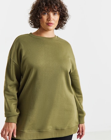 Simply Be Olive Side Split Sweatshirt Tunic