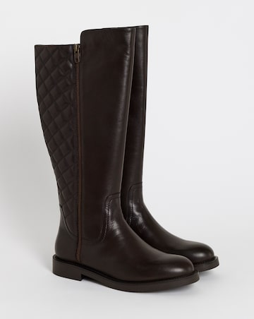 Michelle Leather Knee High Riding Boots - Wide Fit (E) & Curvy Calf