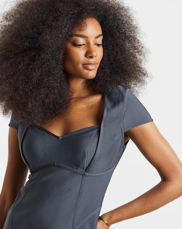 Simply Contour Grey Contouring Seam Stretch Bandage Midi Dress