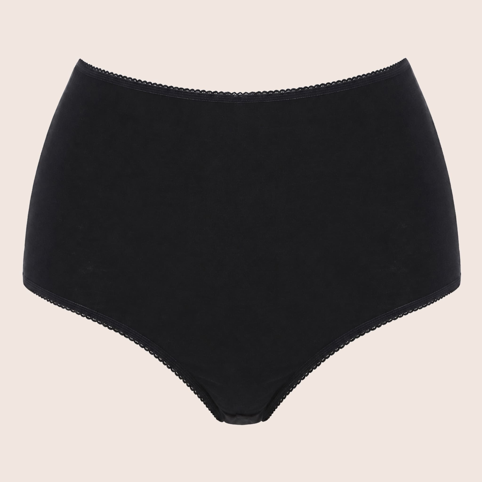 black knickers on peach background full briefs