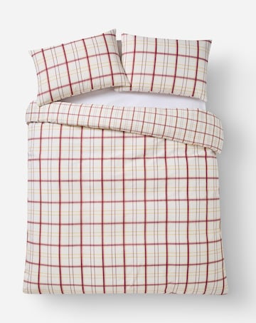 Painted Check Cotton Blend Reversible Duvet Cover Set