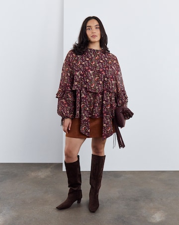 Simply Be Paisley Print Tie Neck Ruffle Blouse